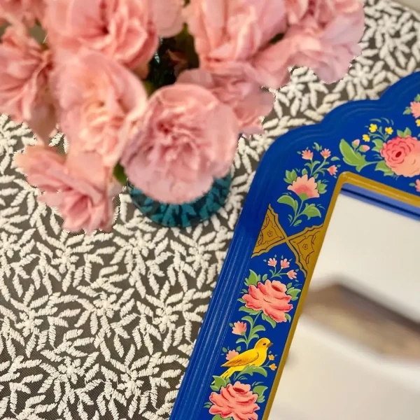 Persian Hand-Painted Floral Wooden Mirror