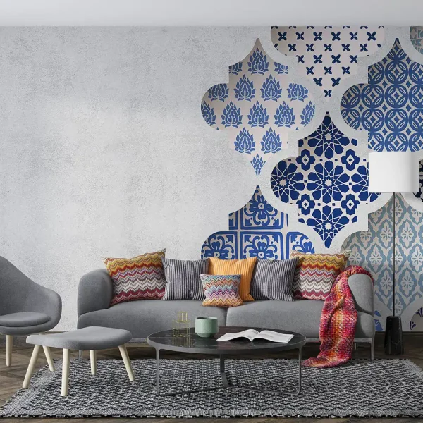 Persian Traditional Design Wallpaper – Traditional Iranian Deep Blue Shapes