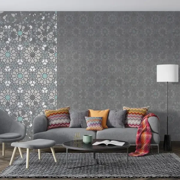 Traditional Islamic Pattern Wallpaper – Luxury Dark Gray Design