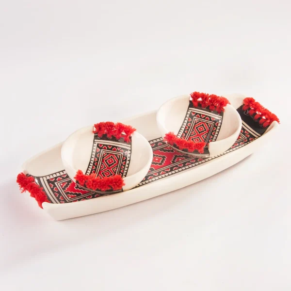 Persian Kilim Tray with Bowls Set – Elegant Design