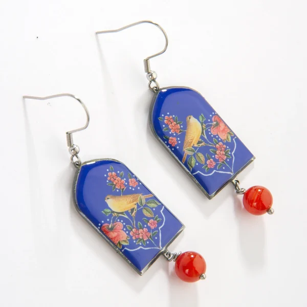 Persian Floral Bird Dome Earrings