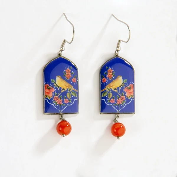 Persian Floral Bird Dome Earrings