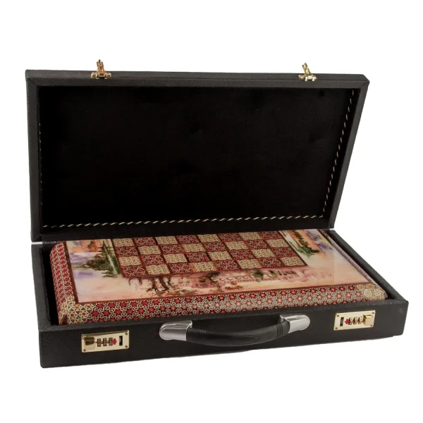 Persian Khatam Backgammon Board with Deluxe Chess Set