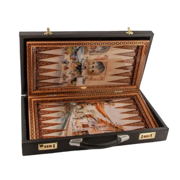 Persian Khatam Backgammon Board with Deluxe Chess Set