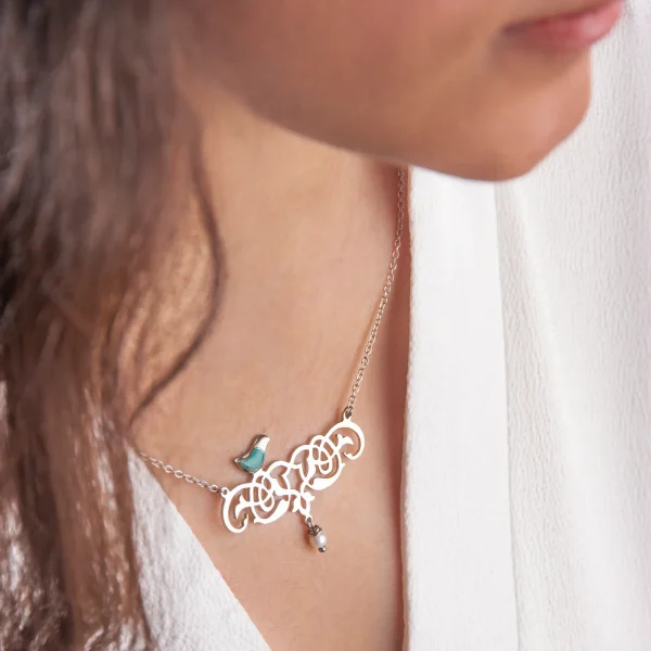 Persian Pearl-Embellished Ivy Bird Necklace