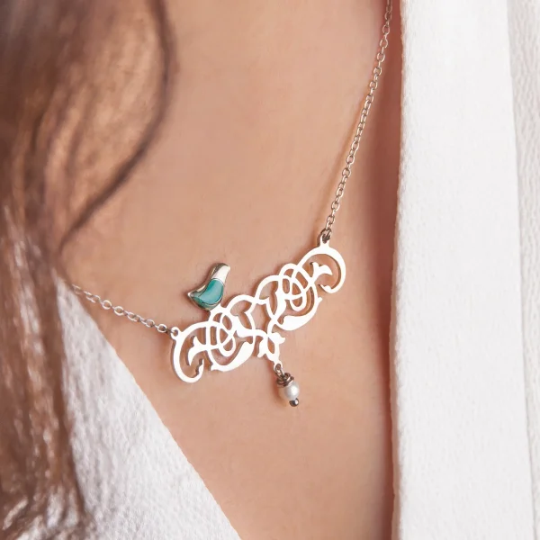 Persian Pearl-Embellished Ivy Bird Necklace