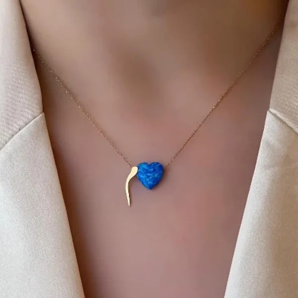 Opal Necklace with Alphabet Customization