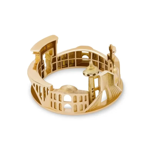 Elegant 18K Gold Ring with Iranian Symbols