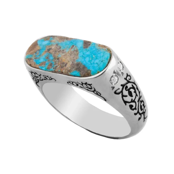 Persian Turquoise Diamond Men’s Ring