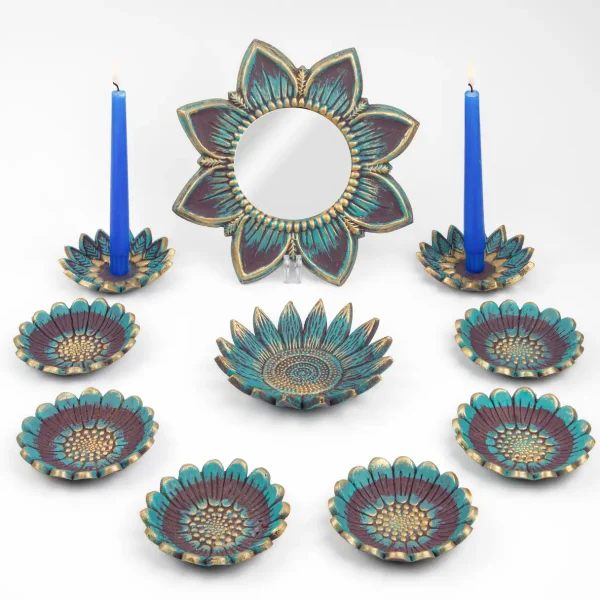 Persian Sunflower Patina Art Haft Sin Set