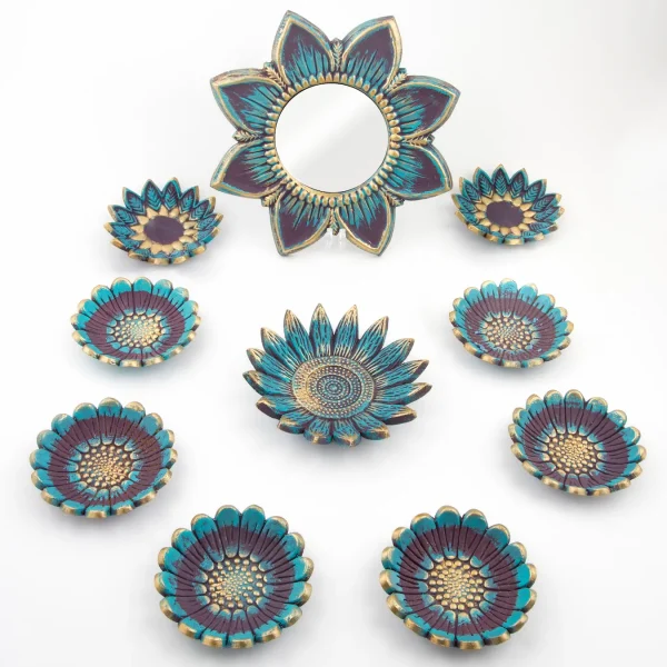 Persian Sunflower Patina Art Haft Sin Set