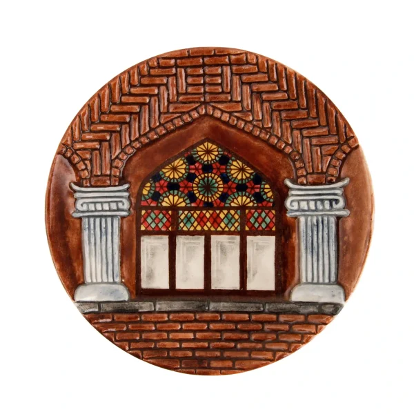 Traditional Ceramic Plate with Carved Window Motif 18cm