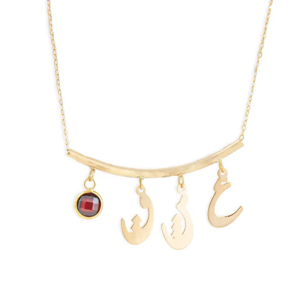 18k Gold Love Necklace with Red Marco Stone