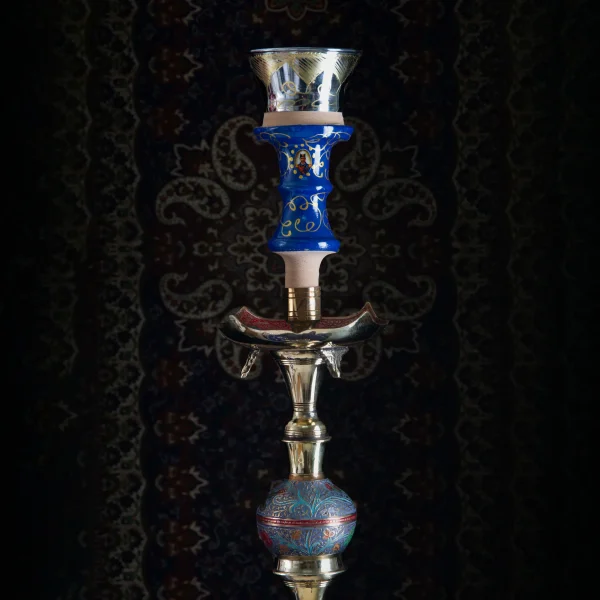 Persian Eagles Minakari Hookah with Gold-Embellished Crystal Vase – 100cm