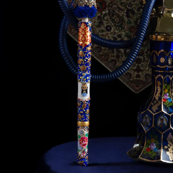 Persian Eagles Minakari Hookah with Gold-Embellished Crystal Vase – 100cm