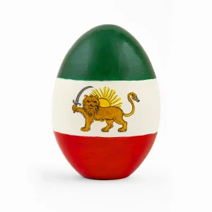 Handcrafted Ceramic Egg Featuring Lion and Sun Design