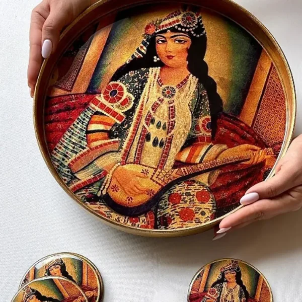 Handcrafted Wooden Resin Tray and Coaster Set