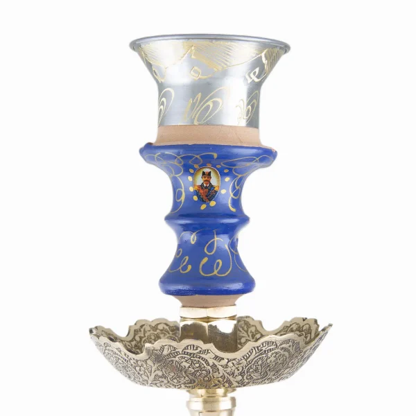 Persian Minakari Hookah with Gold-Plated Crystal Vase – 70cm