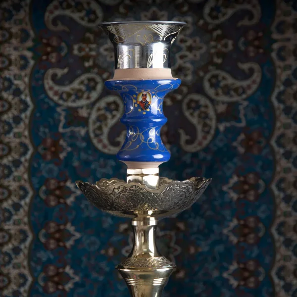 Persian Minakari Hookah with Gold-Plated Crystal Vase – 70cm