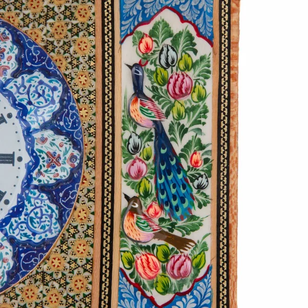 Persian Floral and Bird Khatam and Minakari Clock