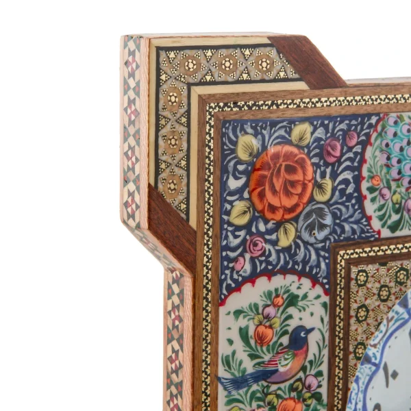 Persian Floral and Bird Khatam and Minakari Clock