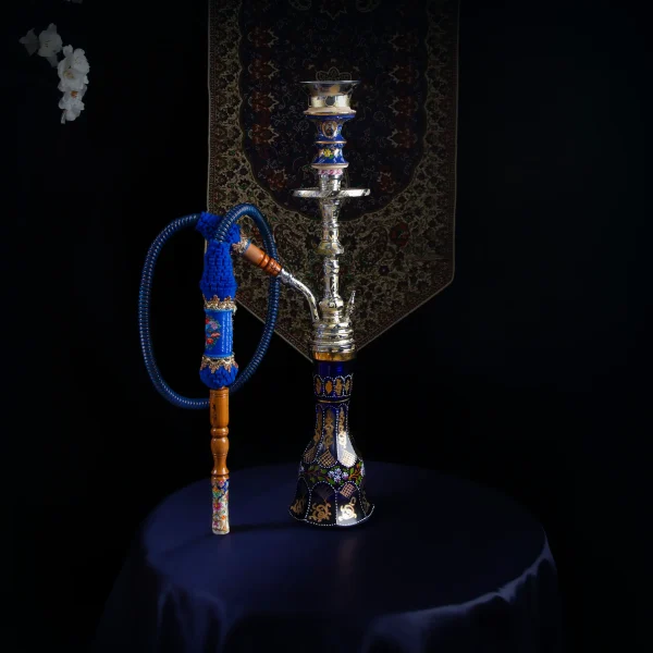 Persian Minakari Shisha with Gold-Embellished Crystal Vase – 50cm