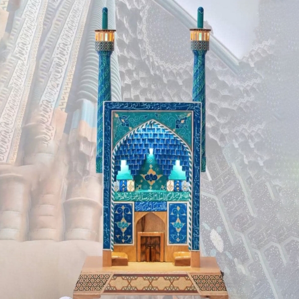 Shah Mosque Wooden Portal Model with Lighting – Handcrafted Persian Art