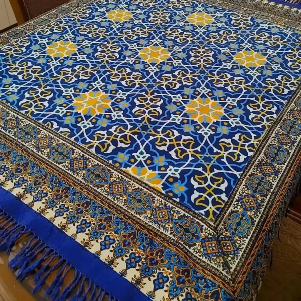 Traditional Persian Velvet Ghalamkari Tablecloth – 1 x 1 m