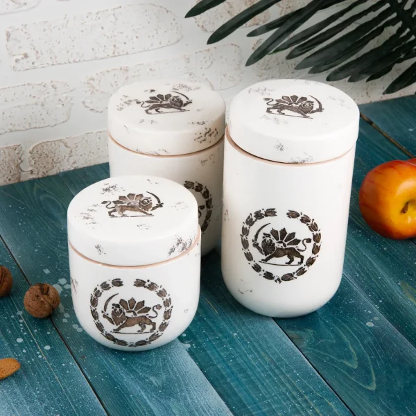 Persian Lion & Sun Ceramic Canister Set