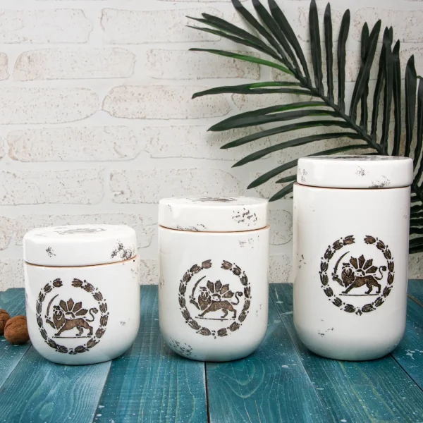 Persian Lion & Sun Ceramic Canister Set