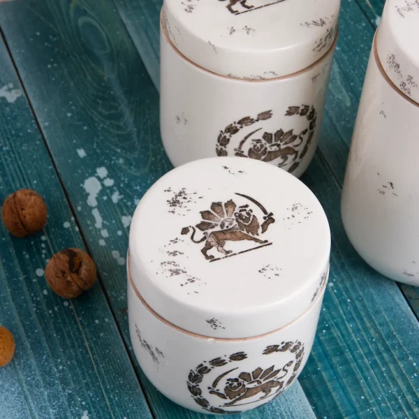 Persian Lion & Sun Ceramic Canister Set