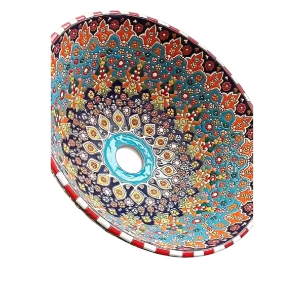 Hand-Painted Minakari Persian Ceramic Wash Basin